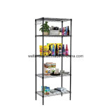 5 Tier Black Powder Coated 50kg Wire Shelving Rack for Home Storage Space Saver