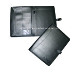 Office Leather Bound File Organizer Folder with Notepad