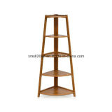 5-Tiers Corner Ladder Wood Display Rack with Ce