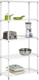 Height Adjustable 5 Shelf White Powder Coated Kitchen Food Storage Rack Shelving Accessories