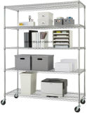 NSF Approval 5 Tier Heavy Duty Commercial Chrome Silver Steel Storage Wire Shelving Rack 60 X 24 X 72 Inch
