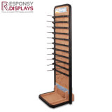 New Design Customized Wood and Metal Floor Display Rack with Hooks for Hanging Accessories