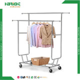 Mobile Folding Chrome Display Garment Rack Retail Portable Used Custom Clothing Rack with Wheels for Sale