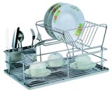 2-Tier Steel Dish Rack with Removable Utensil Cup