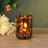 Swirl Amber Colored Glass Candle Holder