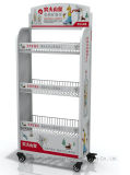 Supermarket Shelf Movable 4 Wheels Mineral Water Display Metal Rack