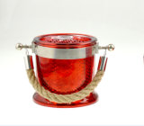 2015 Red Glass Candle Holder with Jute Rope