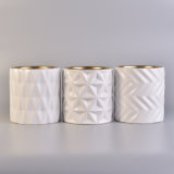 585ml Matt White Diamond Pattern Ceramic Candle Holders