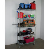 Wholesales 5 Shelves Adjustable Household Basement Hovel Sundries Storage Metal Wire Rack with Wheels