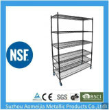 6 Tiers Black Epoxy Coated Adjutable Steel NSF Wire Shelving for Sundries & Garage Storage Rack