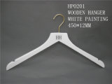 Hh Brand High Quality White Clothes Top Hanger for Coat Suit with Brass Hook