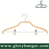 Home Use Plywood Clothes Hangers with Pant Bar, Two Clip