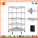 Adjustable House Office Corner Storage Wire Shelving Rack with Wheels (Zhw65)