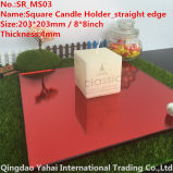 4mm Medium Square Red Glass Mirror Candle Holder