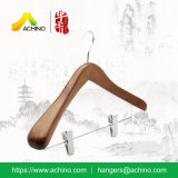 Mahogany Wooden Wide Shoulder Clothes Hanger with Clips (ACH808)