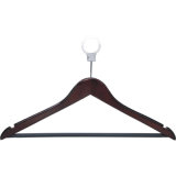 Wooden Cloth Hanger with Silver Security Ring