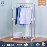 Two Rods Clothes Rack with Lockable Wheels