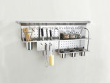 Kitchen Helper Stainless Steel Knife Spice Rack with Hooks (345)