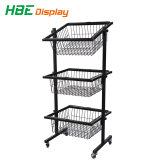 3 Tier Ajustable Metal Wire Basket Stand