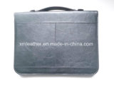 Portable Business Leather Pad Folio with Ring Binder