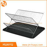 Chrome-Plated Steel Foldable X Shape 2-Tier Shelf Small Dish Drainers with Drainboard (Chrome)