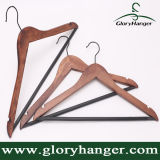 for Store Display Brown Wooden Shirt Hangers with Anti-Slip Tube