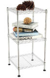 Mini 3 Shelves DIY Household Storage Chrome Metal Corner Wire Rack with Adjustable Feet