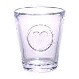 Clear Glass Candle Holder with Heart Patter for Valentine's Day