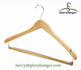 Nature Wood Garment Hanger with Trousers Bar /Metal Clips