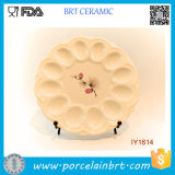Novelty Round Shape Porcelain Ceramic Egg Server Tray