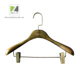 Luxury Green Wooden Coat Hanger with Copper Hook and Clips