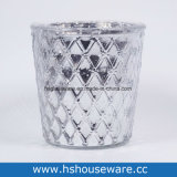 Diamond Slivery Glass Candle Holder