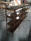 Four Layer Rose Gold Color Stainless Steel Shelves Mirror Finish Store Display Rack OEM Stainless Steel Furniture