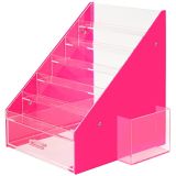 Pink & Clear Acrylic Nail Polish Display Stand with Drawer and Holder