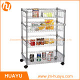 Amazing Houseware 3-Tier Chrome Powder Coated Wire Rack 4 Baskets Shelf Trolley (600*350*1200 mm)