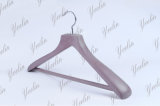 Extra Wide Rounded Shoulders Wood Coat Hanger with Rib Bar Suit Hanger and Polished Chrome Hook, Natural (YLWD283F-NTL1)