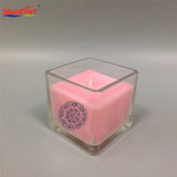 Square Shaped Water Effect Glass Jar Candle for Decoration