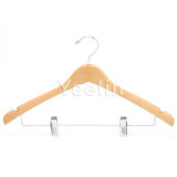 Wooden Hanger with Clips, Suit Hanger Skirt Pant Hanger (YW200-7714NS)