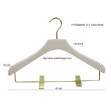 White Wooden Top Hanger with Clips