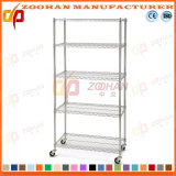 Four Layers Chrome House Office Storage Wire Shelf with Castors (Zhw3)