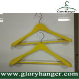 DIP Rubber Paint Wooden Clothes Hanger with Pant Bar/Matel Hook