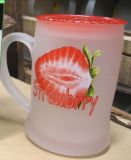 Frosted Glass Cup Color Glass Mug with Decal Sdy-F00416