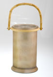 Glass Candle Holder with Bamboo Handle