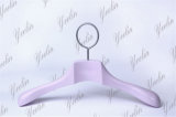 Novel Design Wooden Hanger with Wide Shoulders Ring - Back Hook (YLWD84255W-PNK1)
