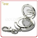 Nickel Plated Folding Portable Purse Hanger with Mirror