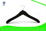 Yeelin Velvet Covered Woodencoat Hanger in Black with Shiny Chrome Hook (YLFBV293W-BLK1)