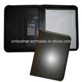 Business Zip A4 Leather Presentation Folder with Calculator