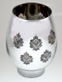 Electroplatingglass Candle Holder with Flower Pattern
