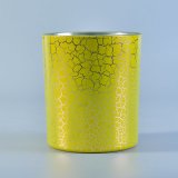 Cylinder Yellow Crack Lacquer Decoration Glass Candle Holders