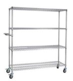 4-Layer Mobile Wire Shelving for Warehouse and Garage